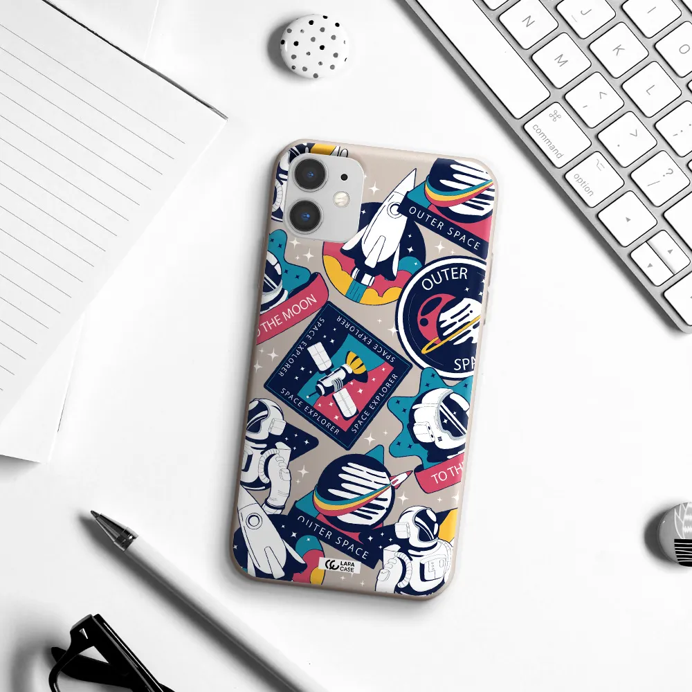 Astronaut Stickers Apple iPhone 11 Silicone Stone Case