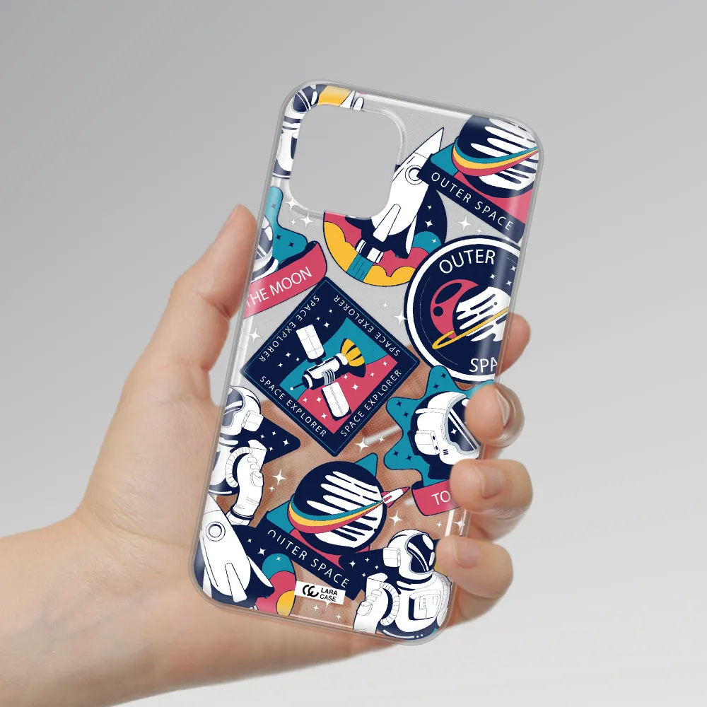 Astronaut Stickers Apple iPhone 12 Clear TPU Case