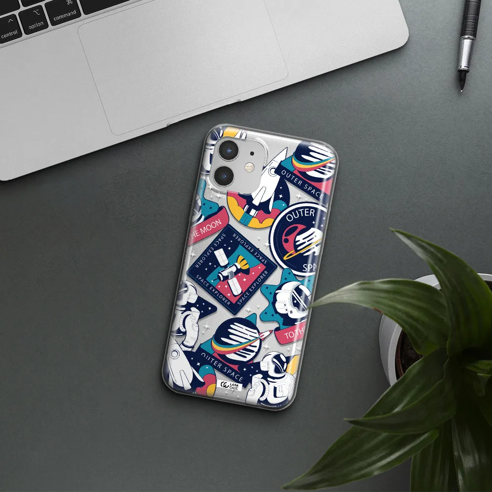 Astronaut Stickers Apple iPhone 12 Clear TPU Case