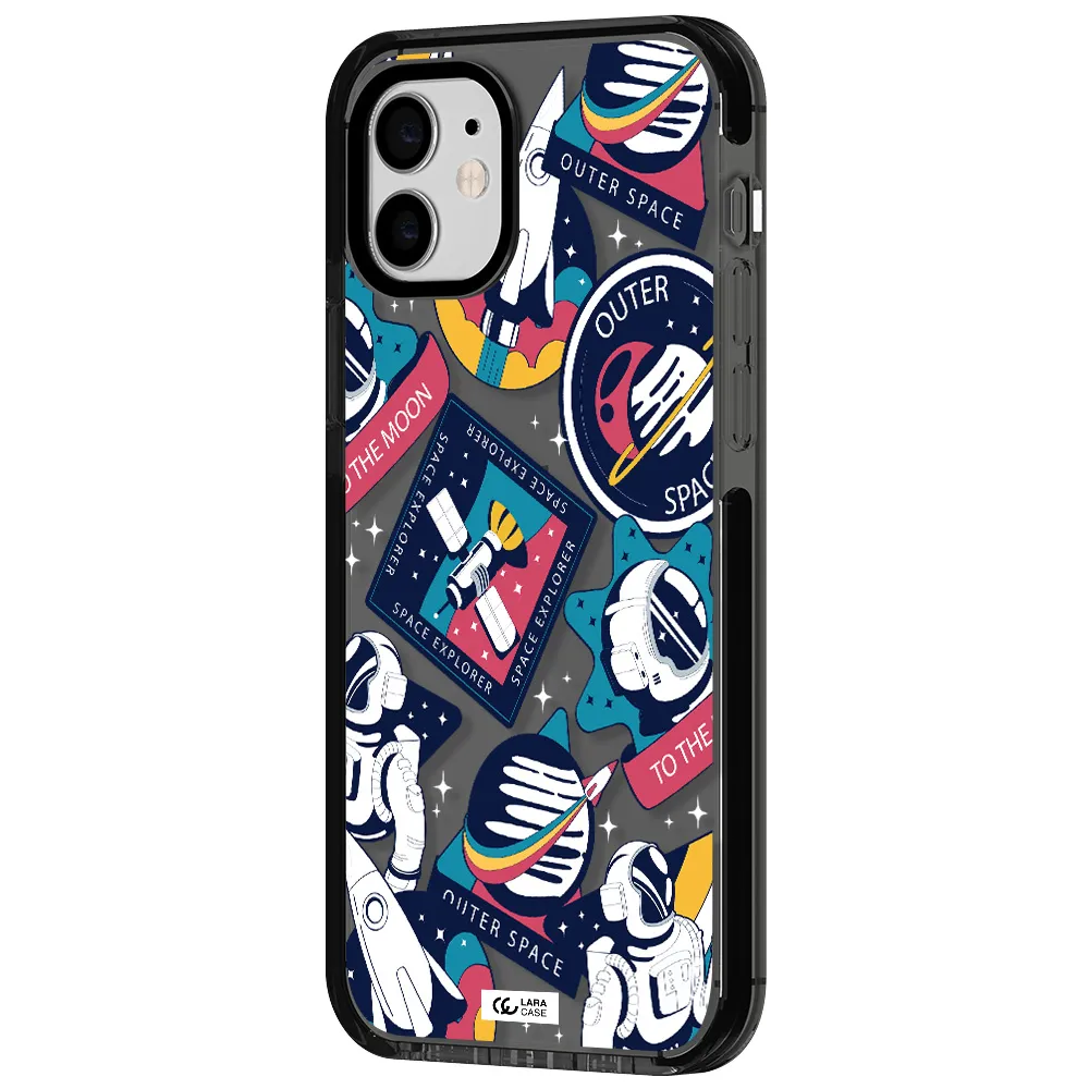 Astronaut Stickers Apple iPhone 12 impact Smoke Black Case
