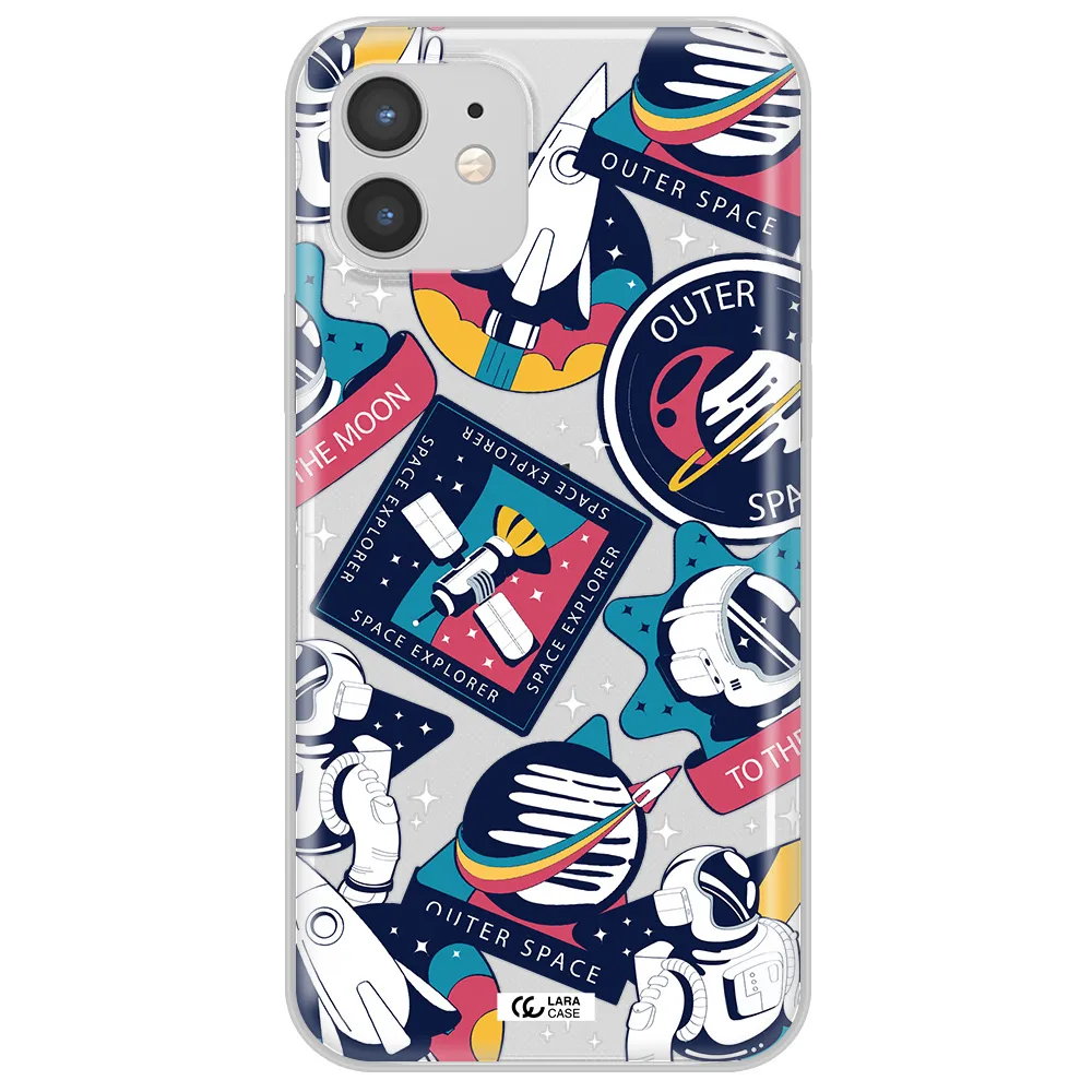 Astronaut Stickers Apple iPhone 12 mini Clear TPU Case
