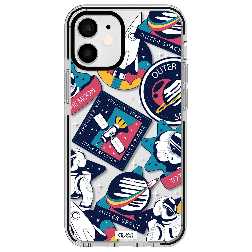 Astronaut Stickers Apple iPhone 12 mini impact black border Case