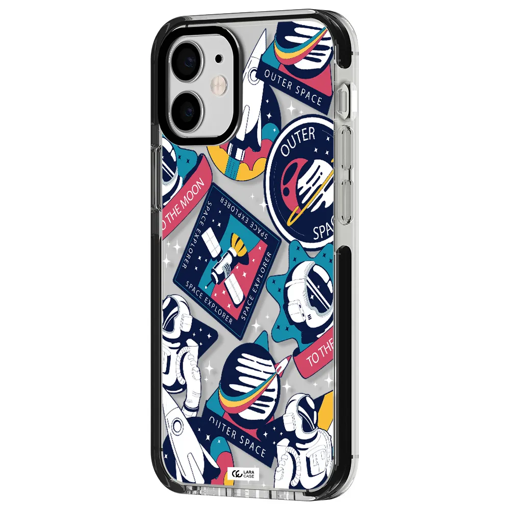 Astronaut Stickers Apple iPhone 12 mini impact black border Case