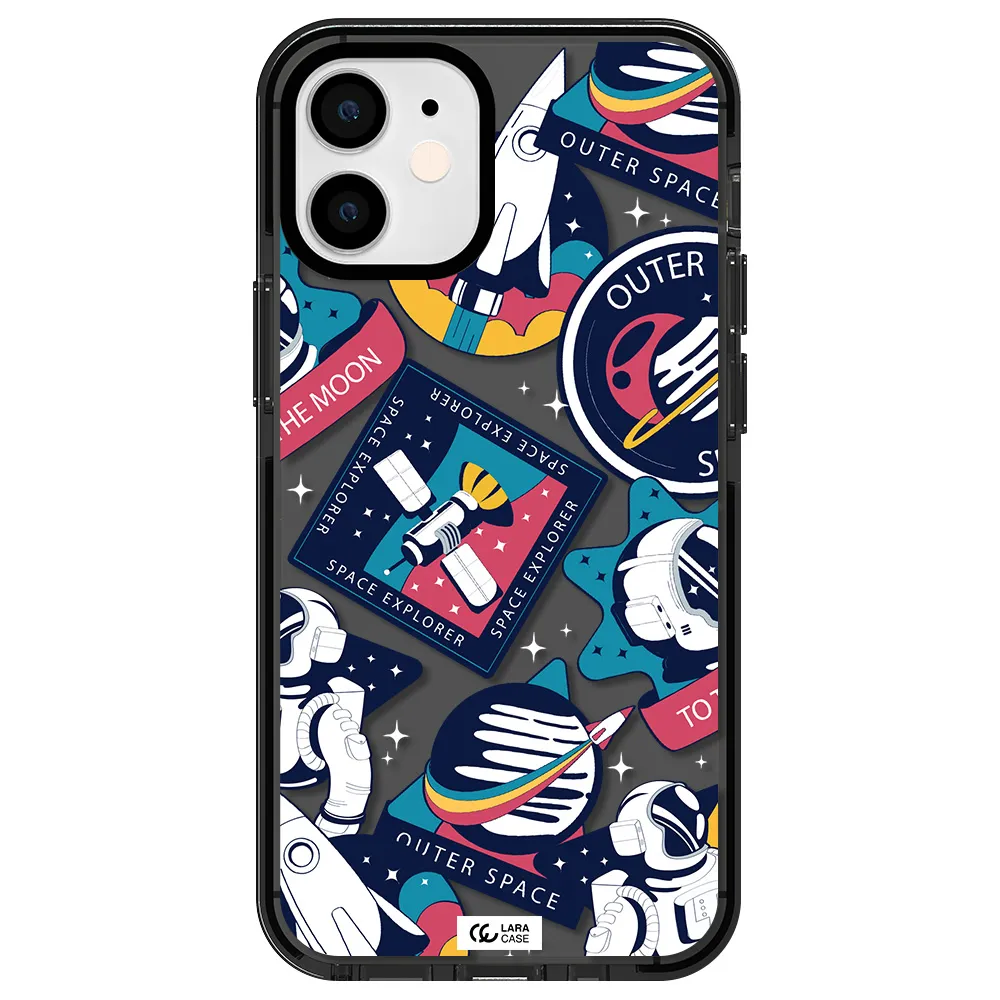 Astronaut Stickers Apple iPhone 12 mini impact Smoke Black Case