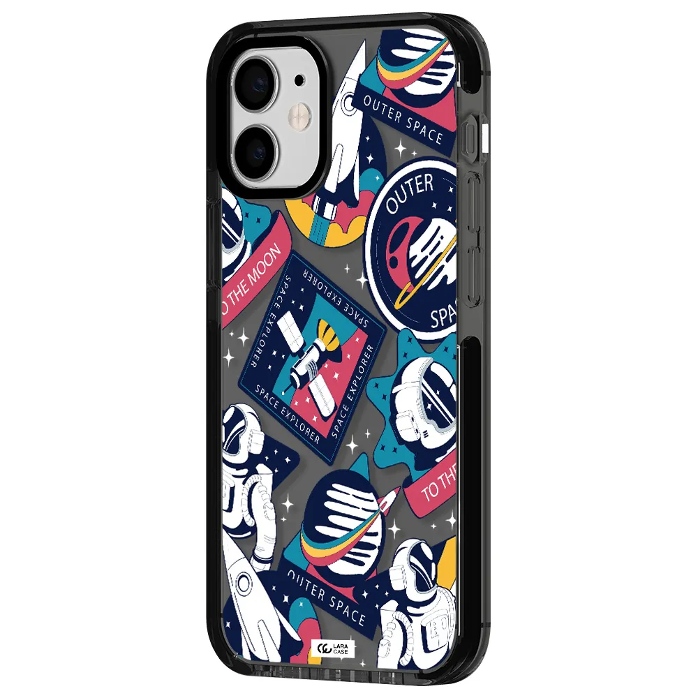 Astronaut Stickers Apple iPhone 12 mini impact Smoke Black Case