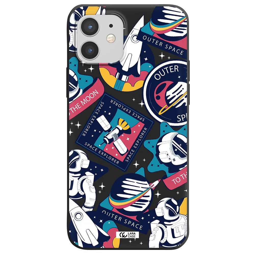 Astronaut Stickers Apple iPhone 12 mini Silicone black Case