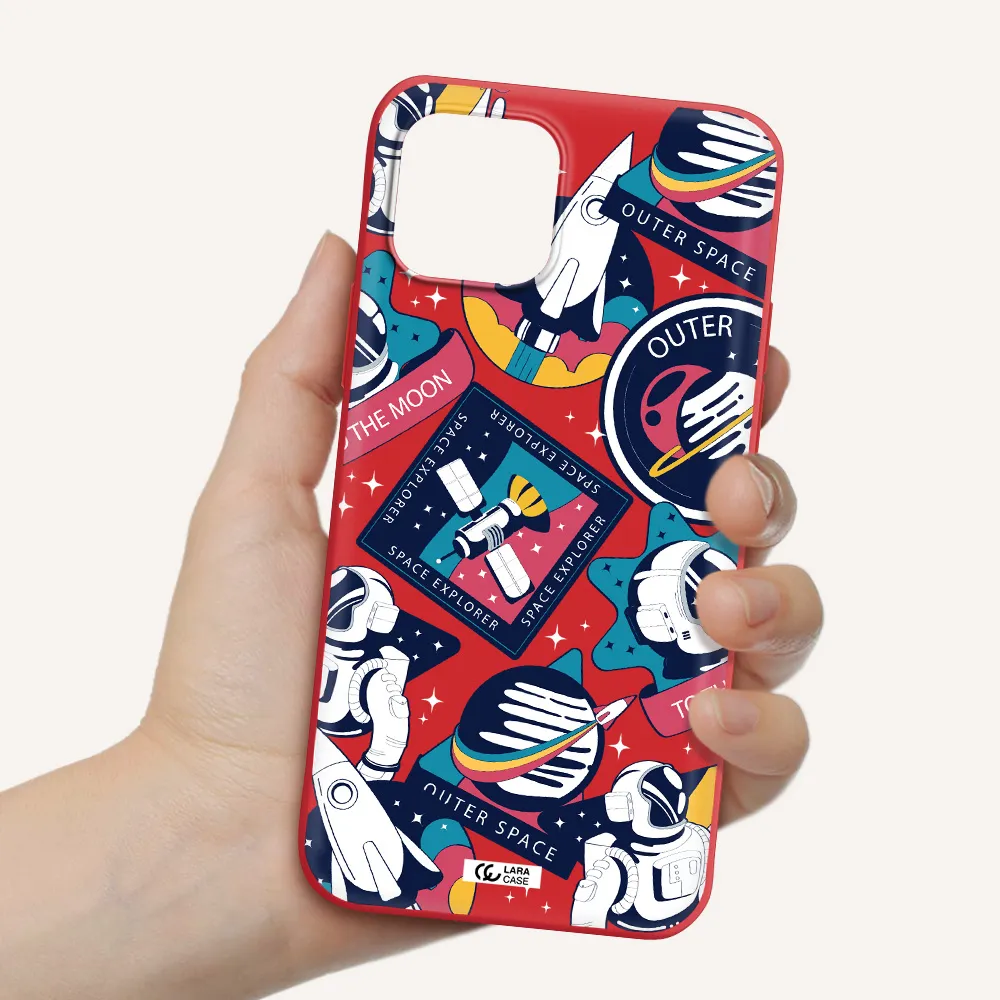 Astronaut Stickers Apple iPhone 12 mini Silicone Imperial Red Case