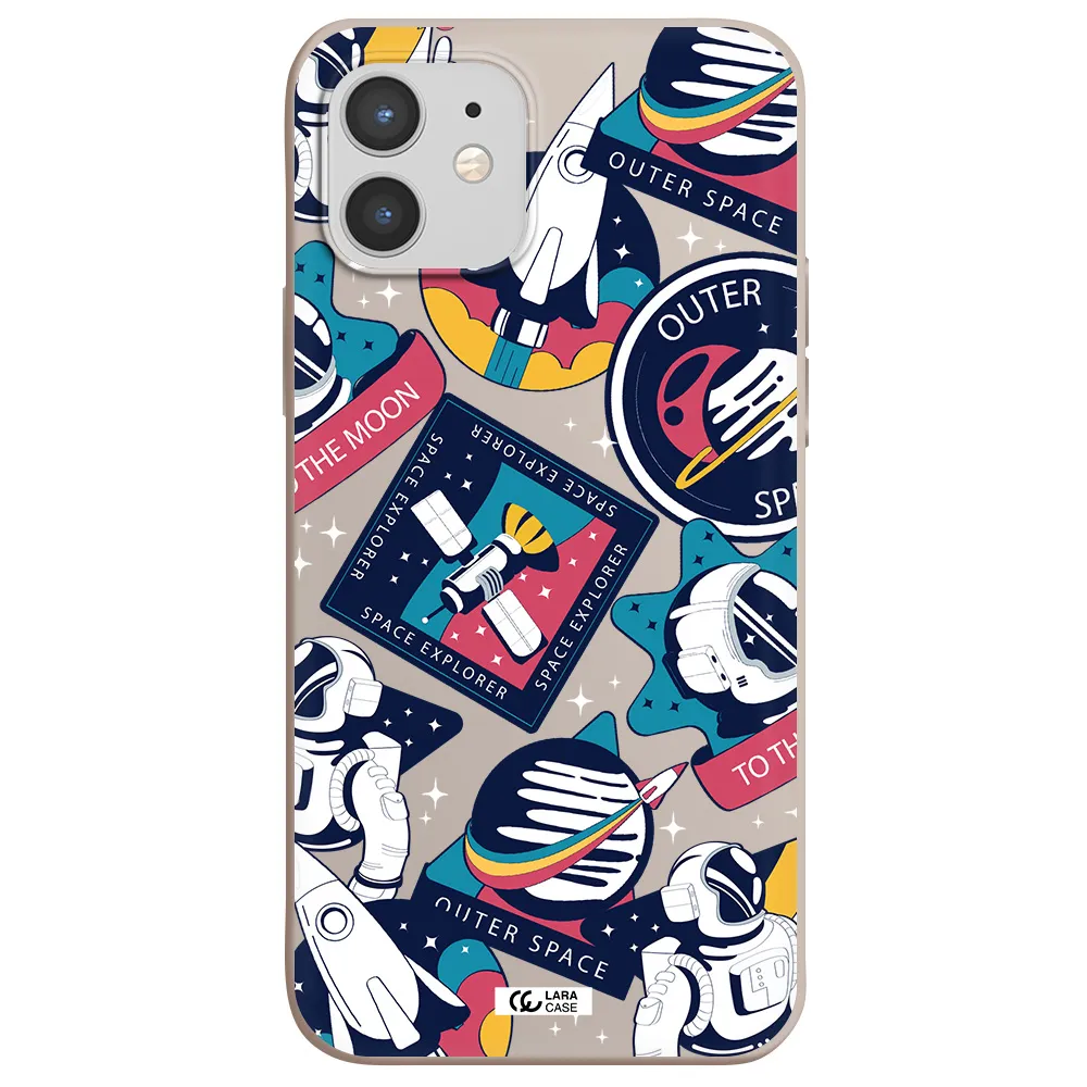 Astronaut Stickers Apple iPhone 12 mini Silicone Stone Case