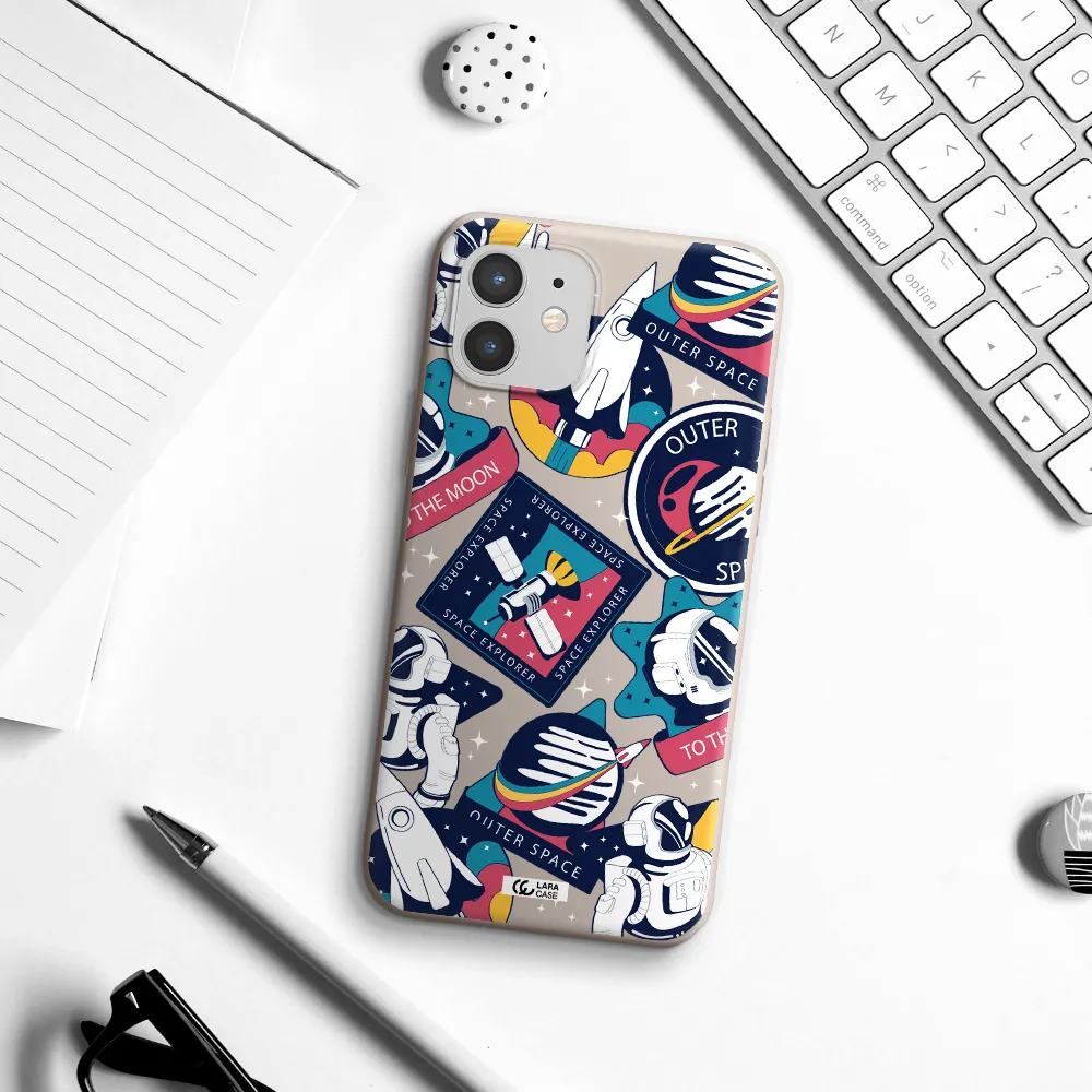 Astronaut Stickers Apple iPhone 12 mini Silicone Stone Case