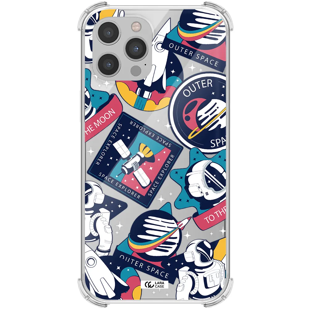 Astronaut Stickers Apple iPhone 12 pro Clear PC Case