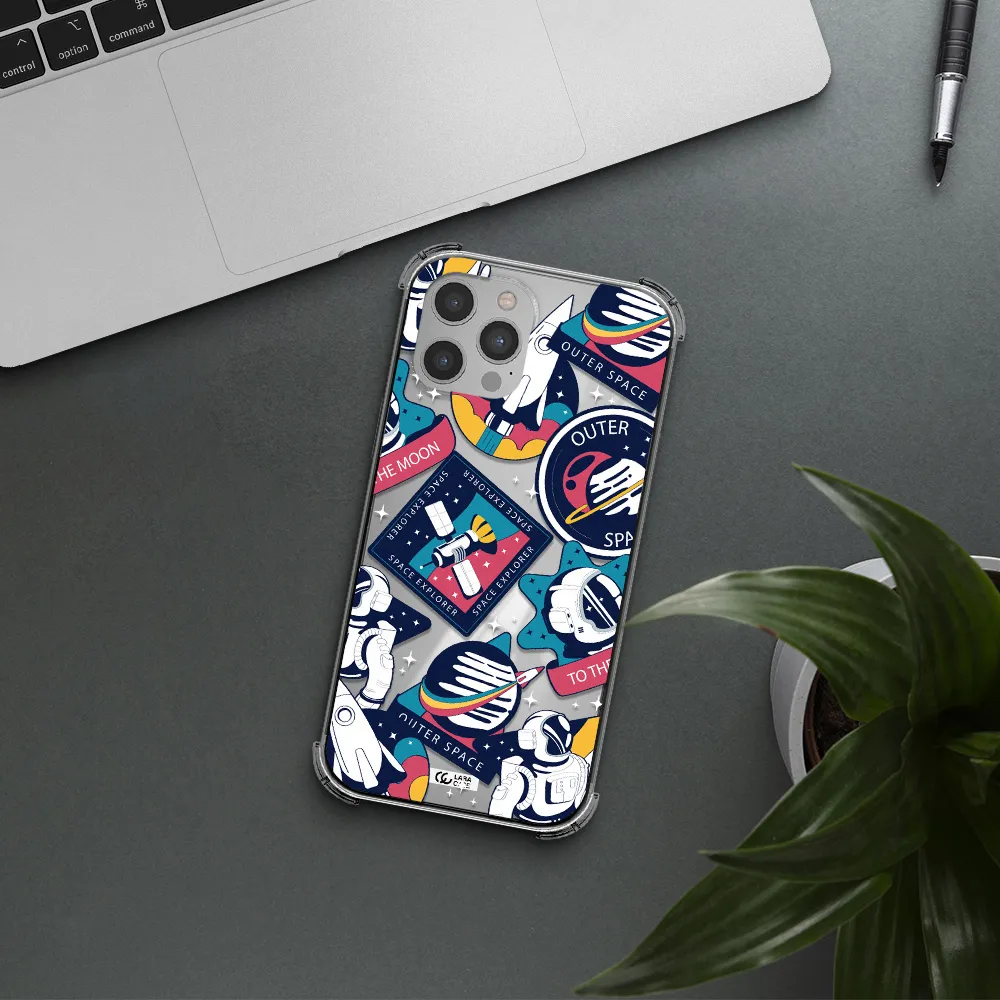 Astronaut Stickers Apple iPhone 12 pro Clear PC Case