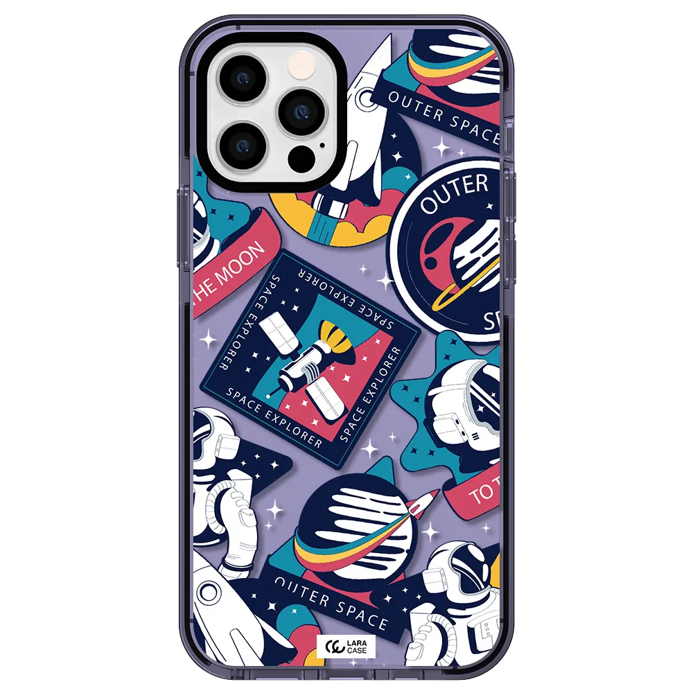 Astronaut Stickers Apple iPhone 12 pro impact Lilac Case