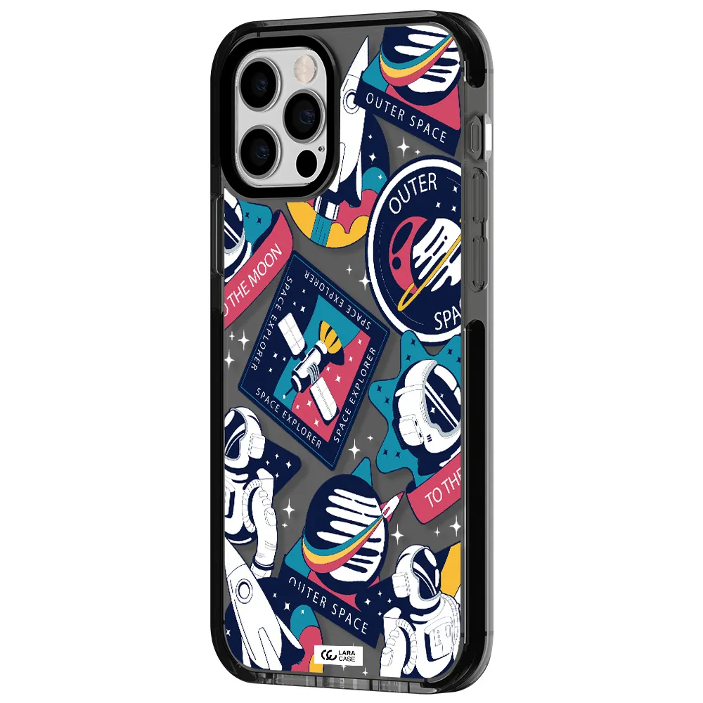 Astronaut Stickers Apple iPhone 12 pro impact Smoke Black Case