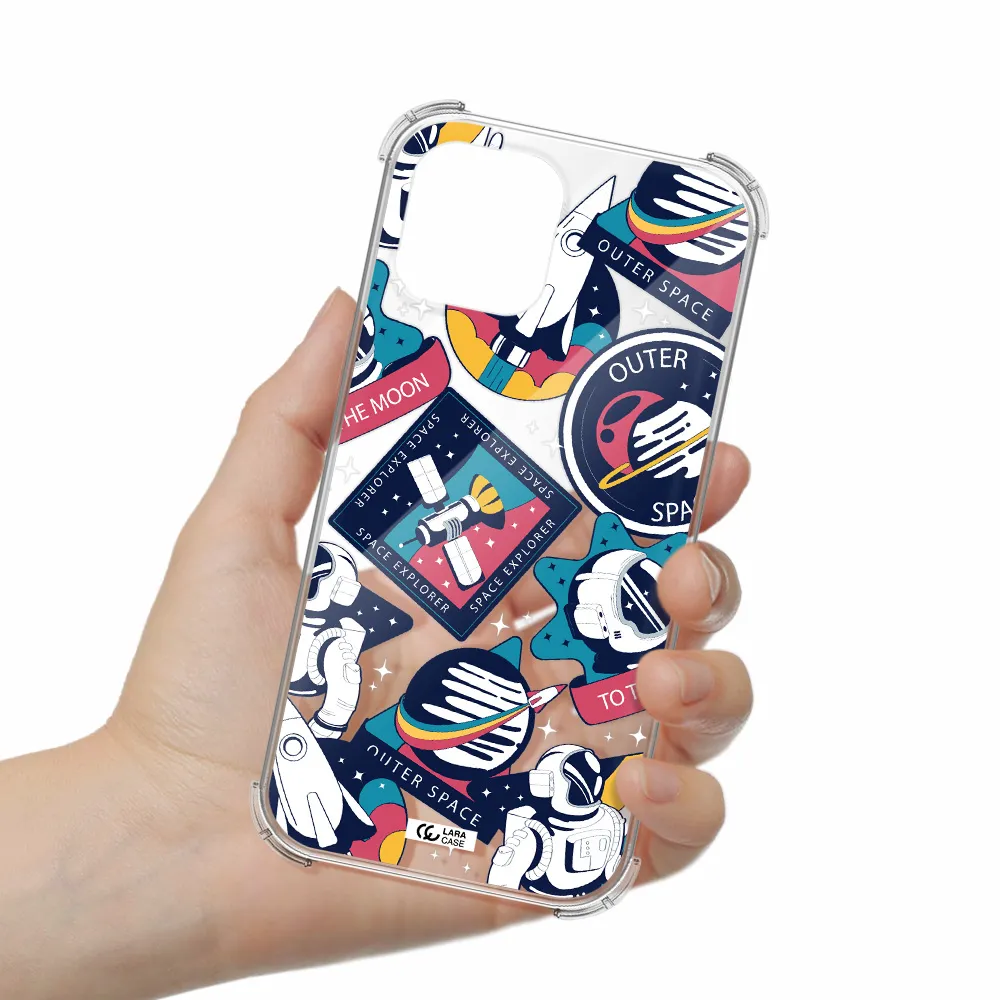 Astronaut Stickers Apple iPhone 12 pro max Clear PC Case