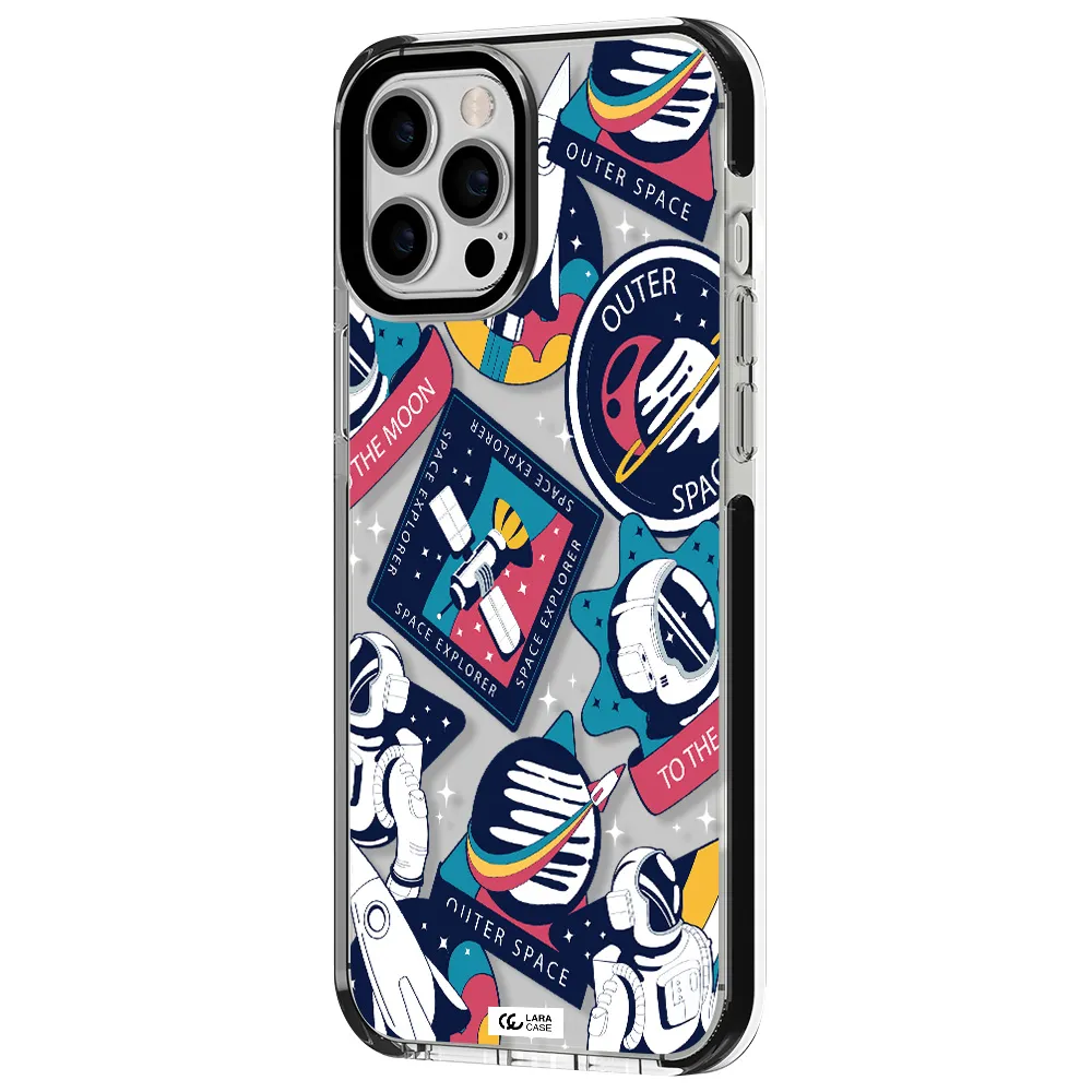 Astronaut Stickers Apple iPhone 12 pro max impact black border Case