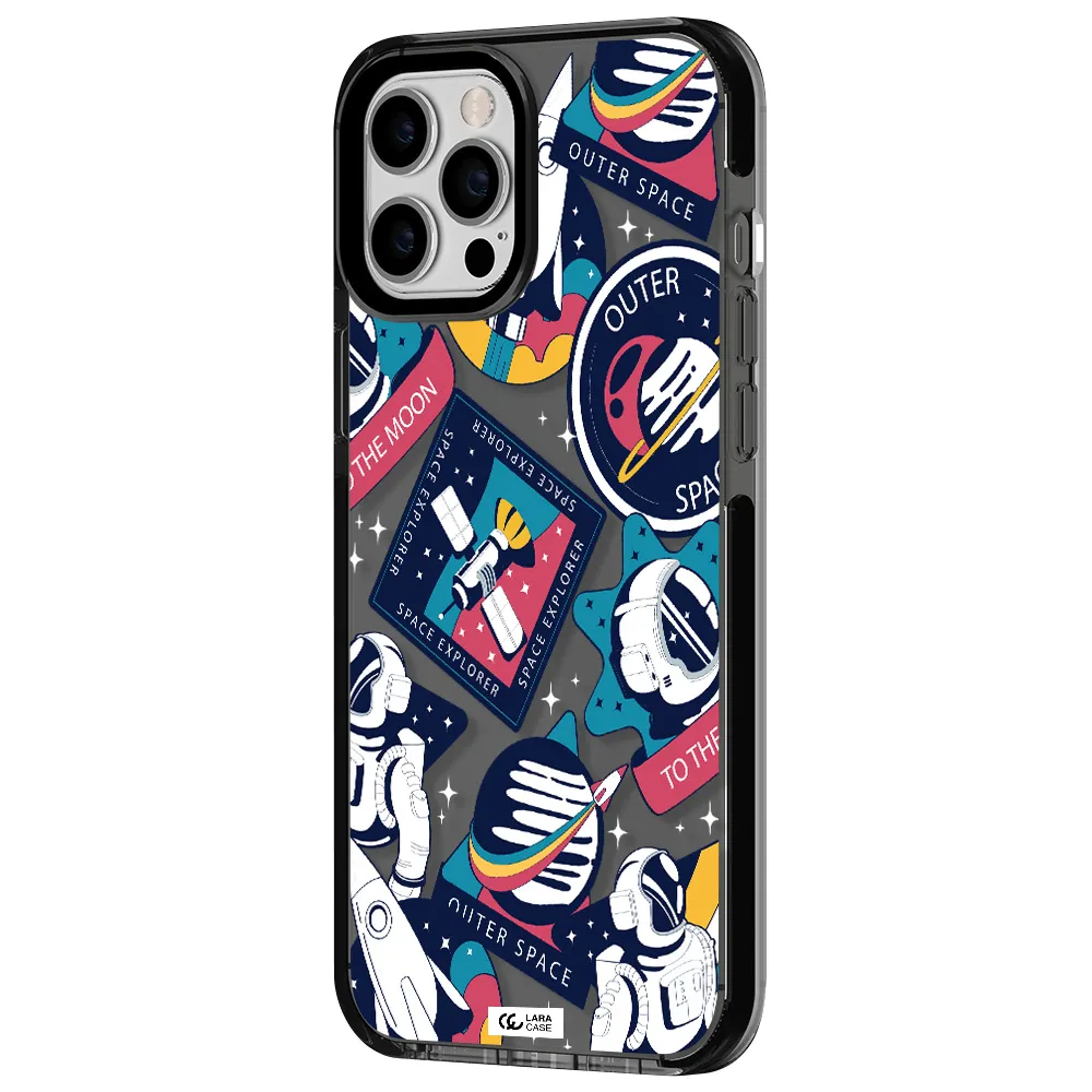 Astronaut Stickers Apple iPhone 12 pro max impact Smoke Black Case