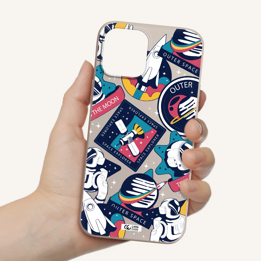 Astronaut Stickers Apple iPhone 12 pro max Silicone Stone Case
