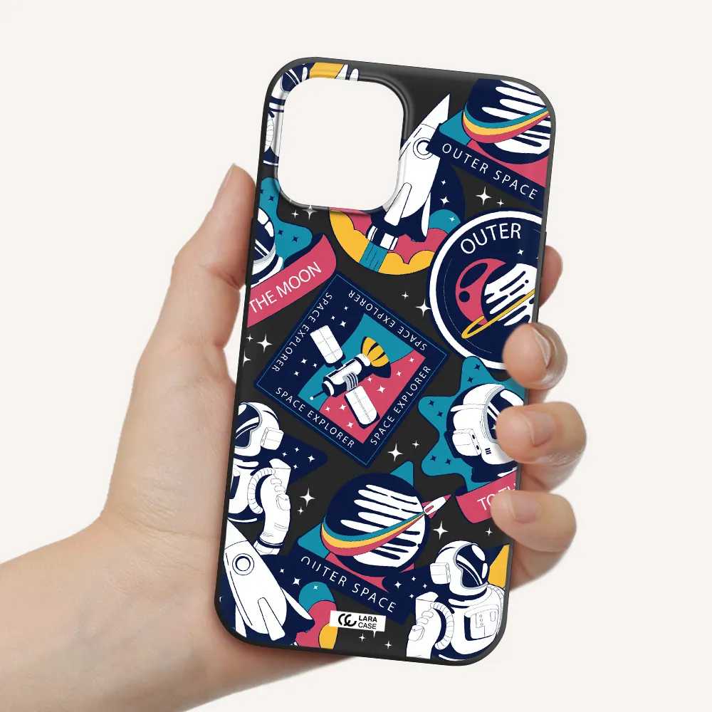 Astronaut Stickers Apple iPhone 12 pro Silicone black Case