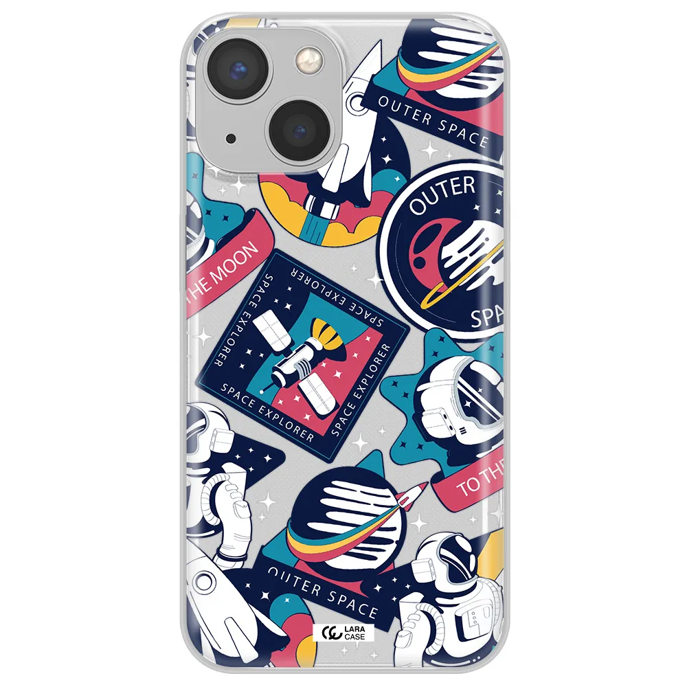 Astronaut Stickers Apple iPhone 13 Clear TPU Case