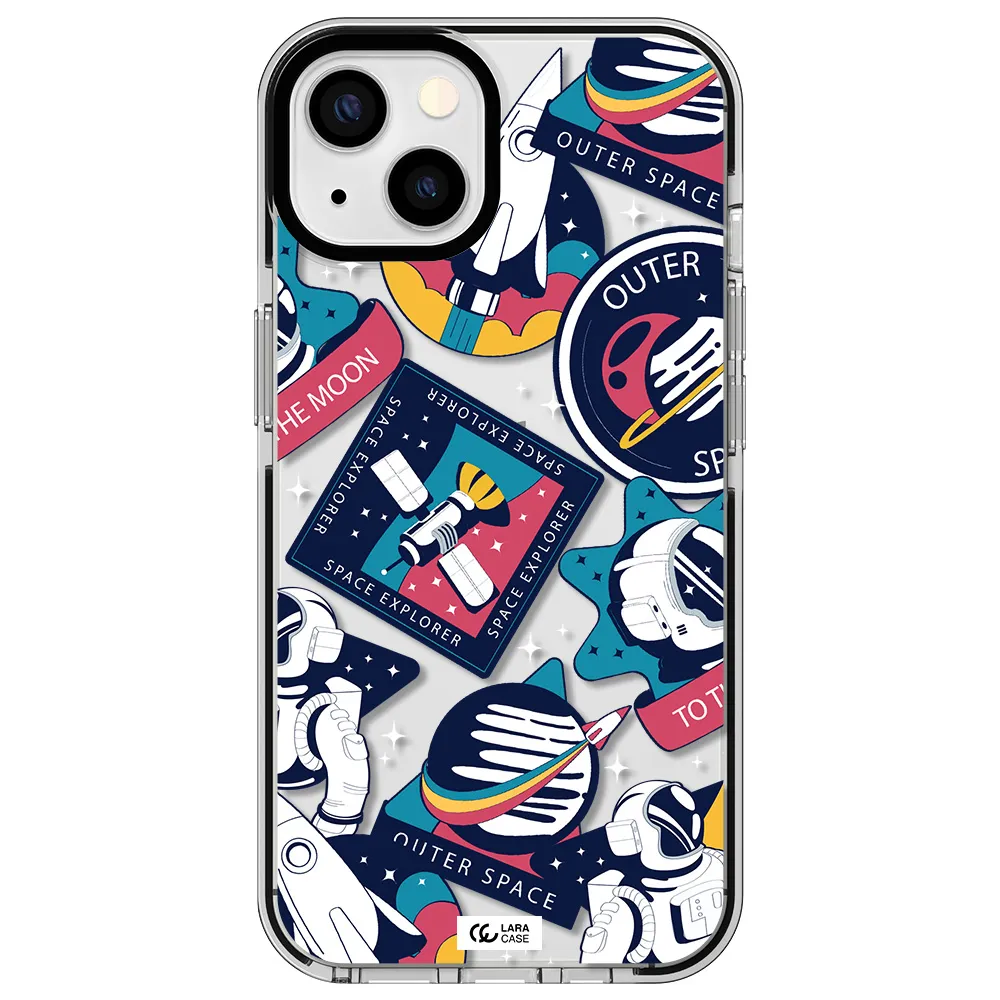 Astronaut Stickers Apple iPhone 13 impact black border Case