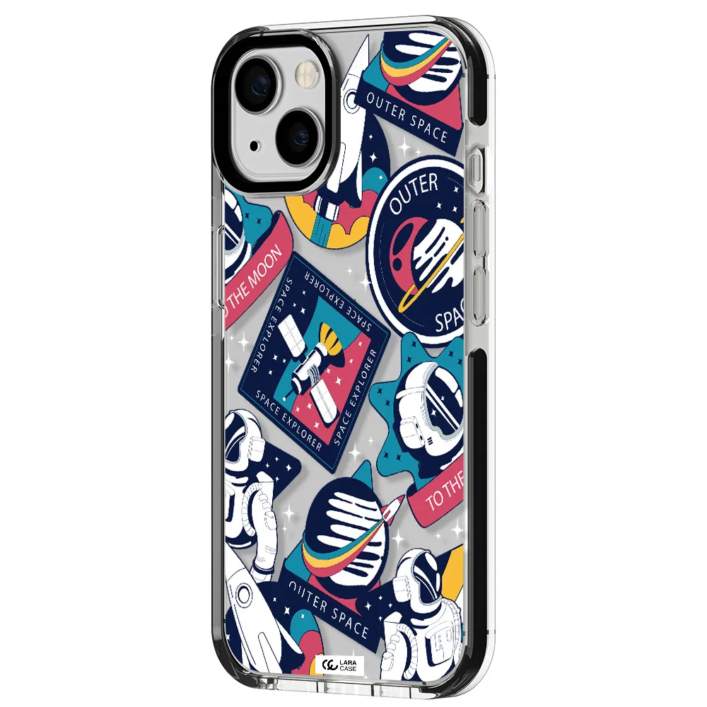 Astronaut Stickers Apple iPhone 13 impact black border Case