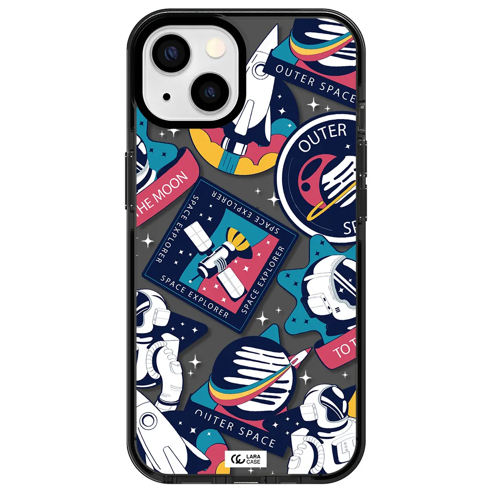 Astronaut Stickers Apple iPhone 13 impact Smoke Black Case