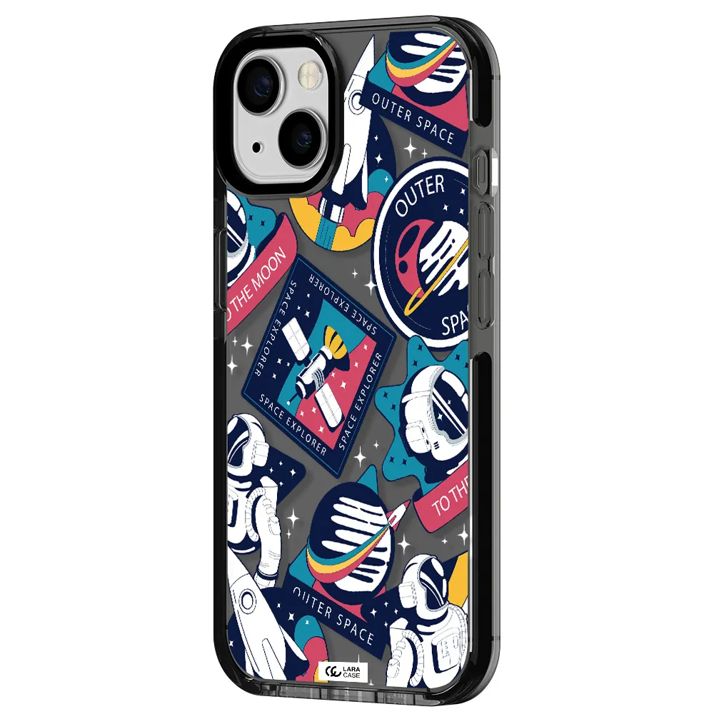 Astronaut Stickers Apple iPhone 13 impact Smoke Black Case