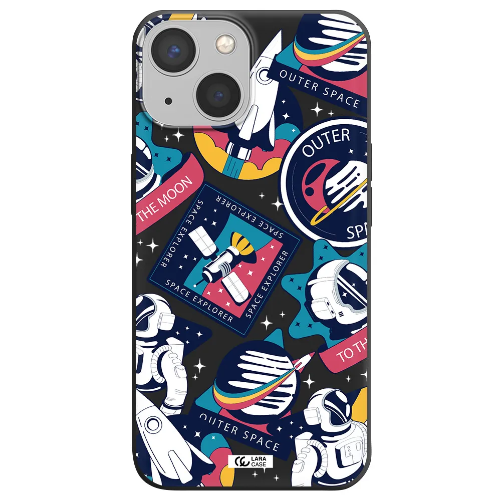 Astronaut Stickers Apple iPhone 13 mini Silicone black Case