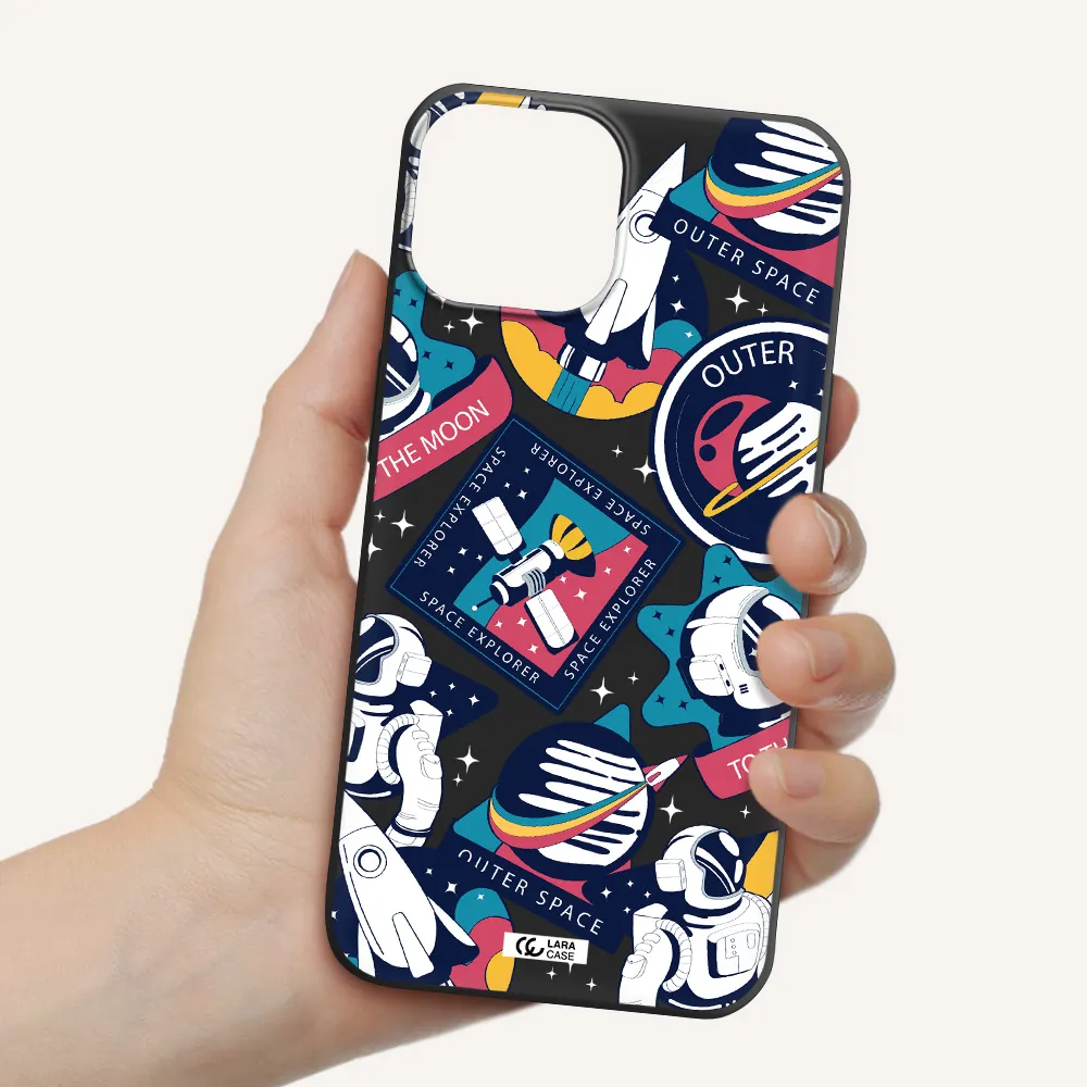 Astronaut Stickers Apple iPhone 13 mini Silicone black Case