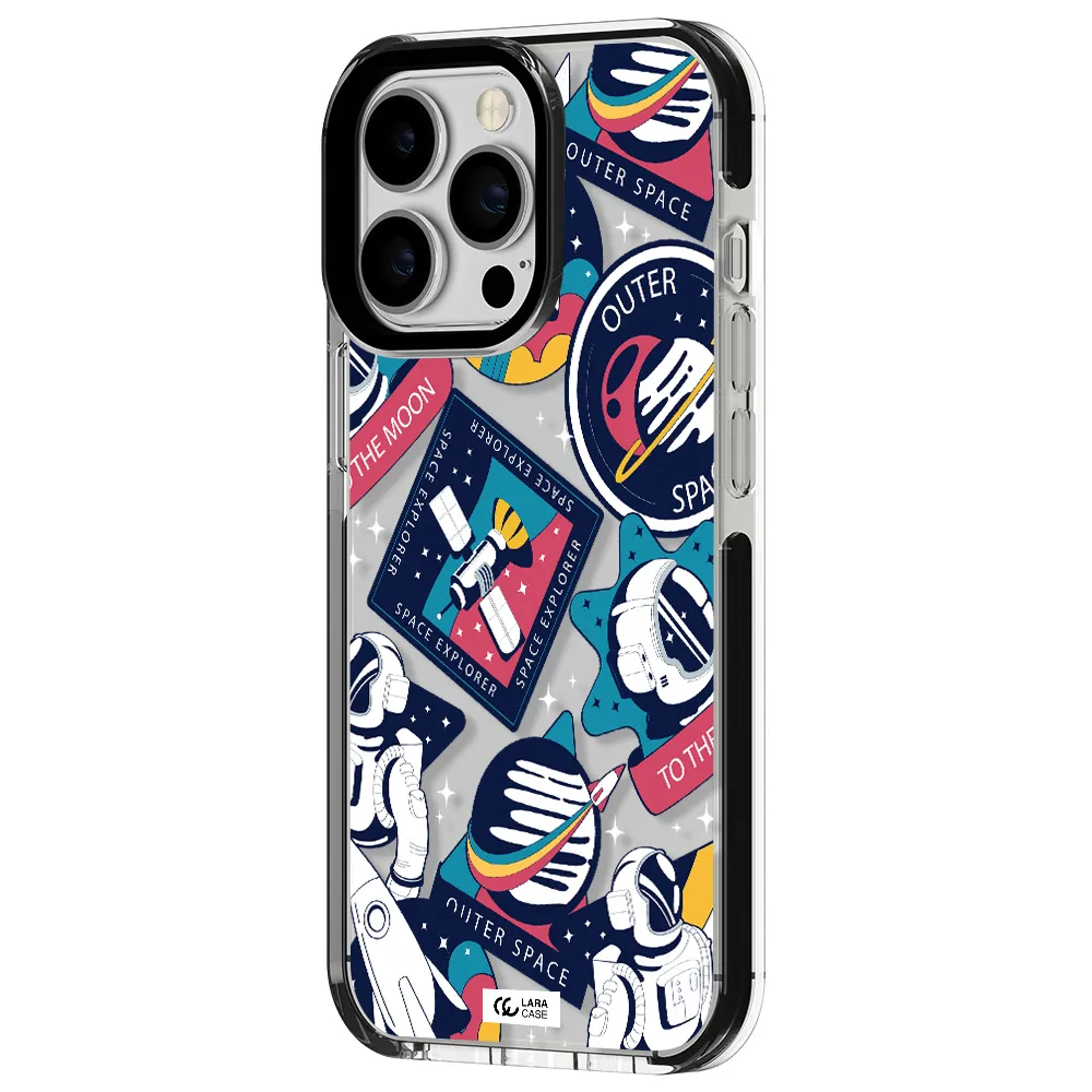 Astronaut Stickers Apple iPhone 13 Pro impact black border Case