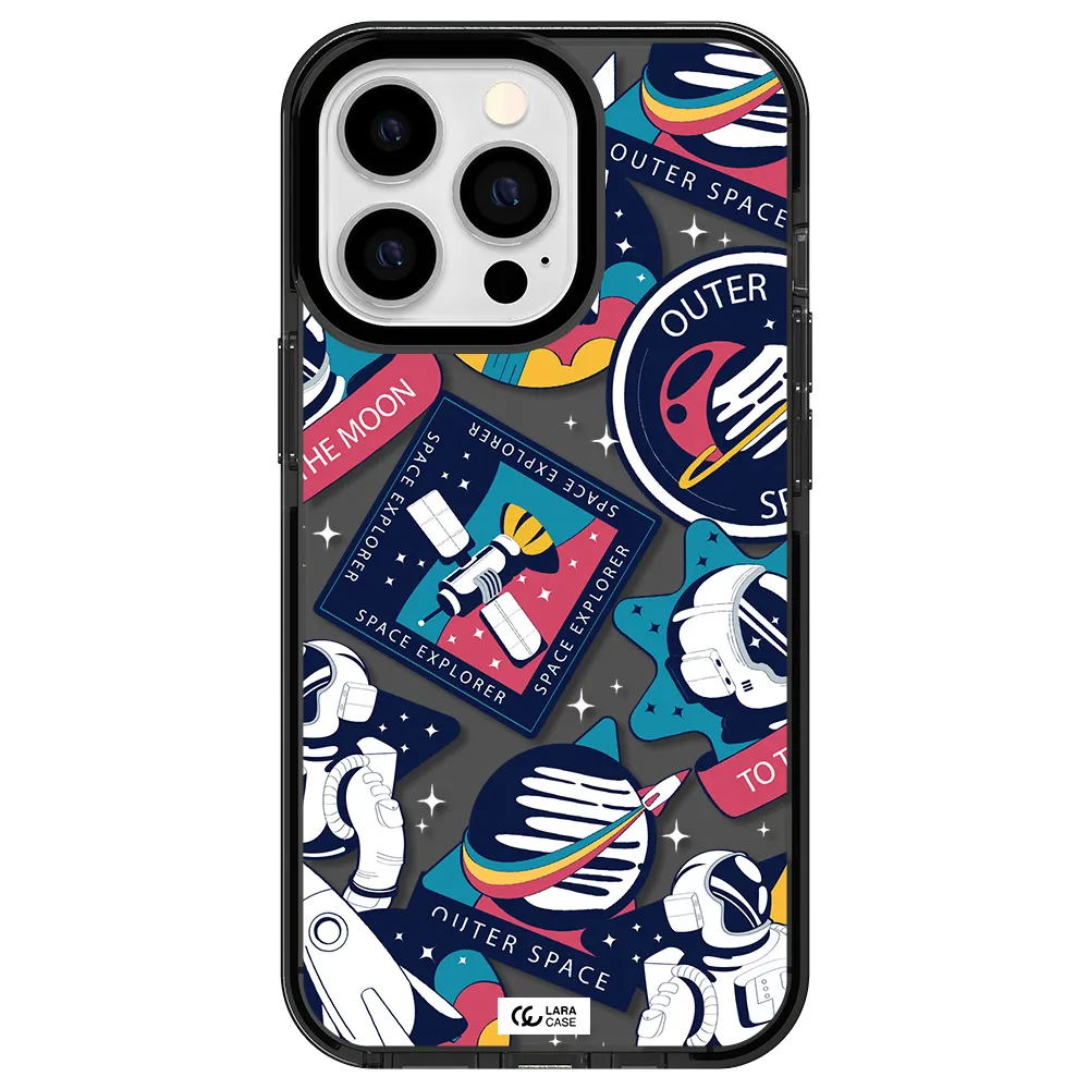 Astronaut Stickers Apple iPhone 13 Pro impact Smoke Black Case