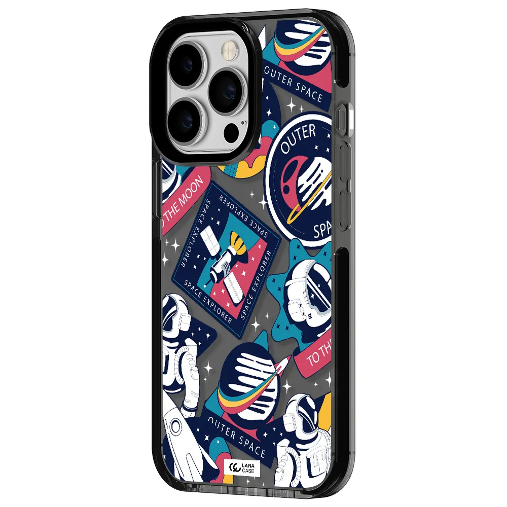 Astronaut Stickers Apple iPhone 13 Pro impact Smoke Black Case