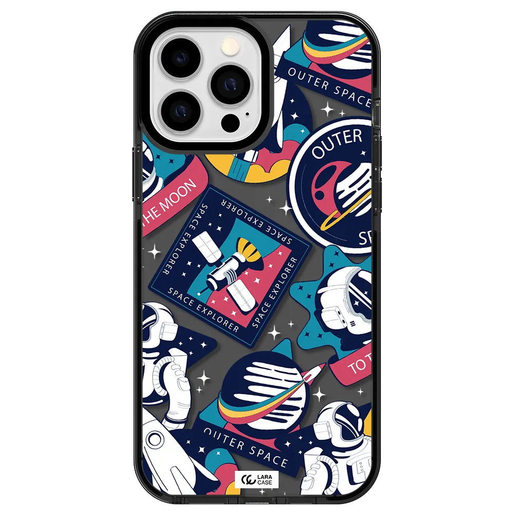 Astronaut Stickers Apple iPhone 13 Pro Max impact Smoke Black Case