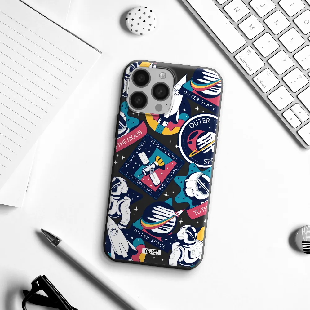 Astronaut Stickers Apple iPhone 13 Pro Max Silicone black Case