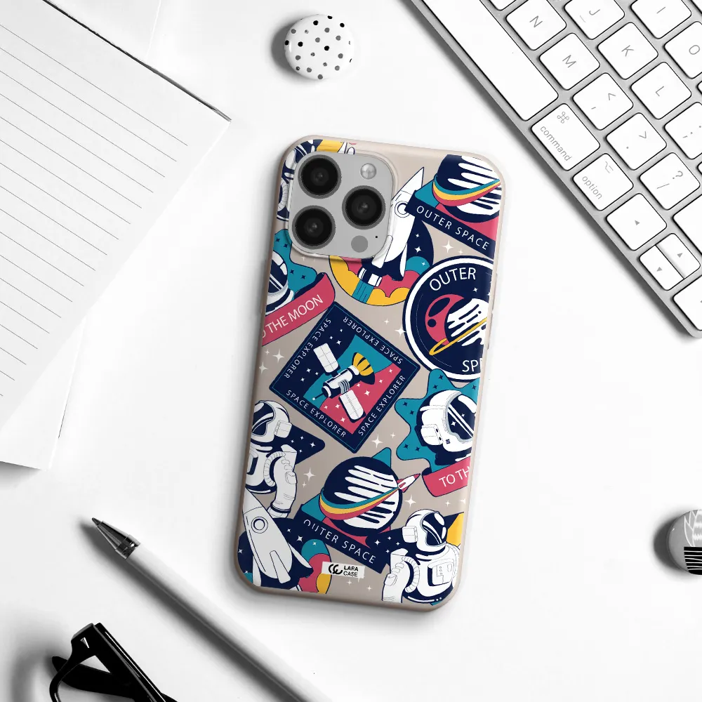 Astronaut Stickers Apple iPhone 13 Pro Silicone Stone Case
