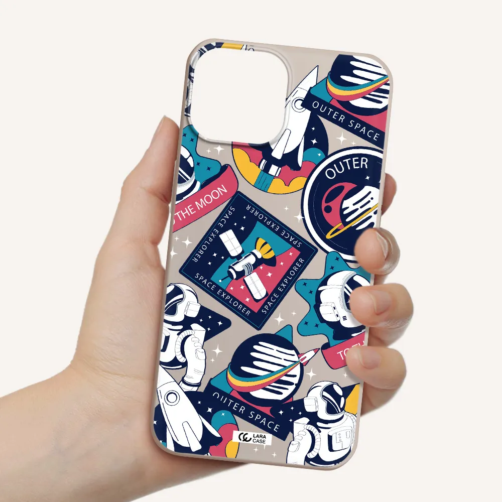 Astronaut Stickers Apple iPhone 13 Silicone Stone Case