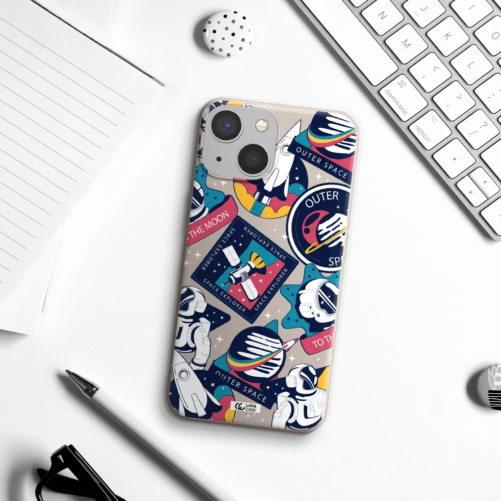 Astronaut Stickers Apple iPhone 13 Silicone Stone Case