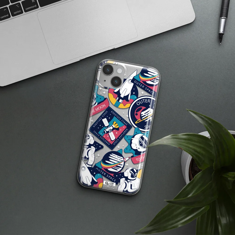 Astronaut Stickers Apple iPhone 14 Clear TPU Case