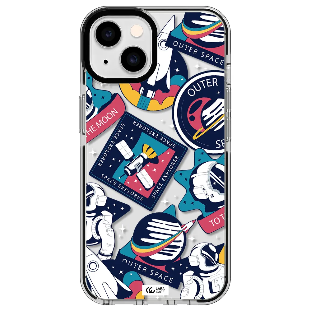 Astronaut Stickers Apple iPhone 14 impact black border Case