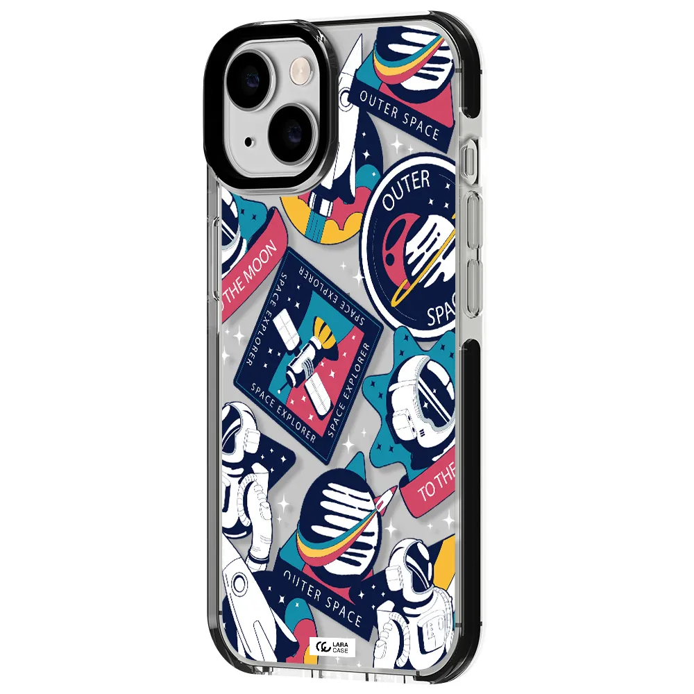 Astronaut Stickers Apple iPhone 14 impact black border Case