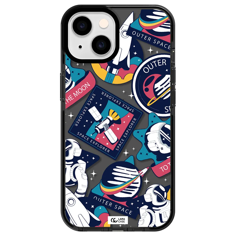 Astronaut Stickers Apple iPhone 14 impact Smoke Black Case