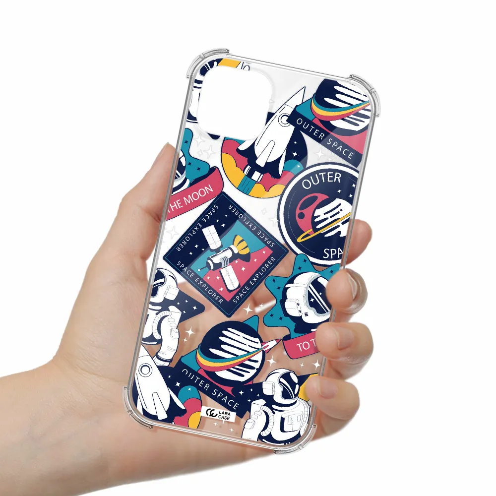 Astronaut Stickers Apple iPhone 14 plus Clear PC Case