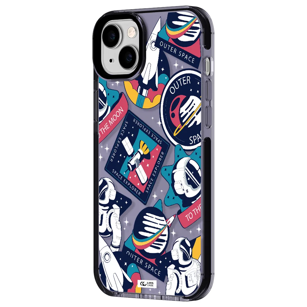 Astronaut Stickers Apple iPhone 14 plus impact Lilac Case
