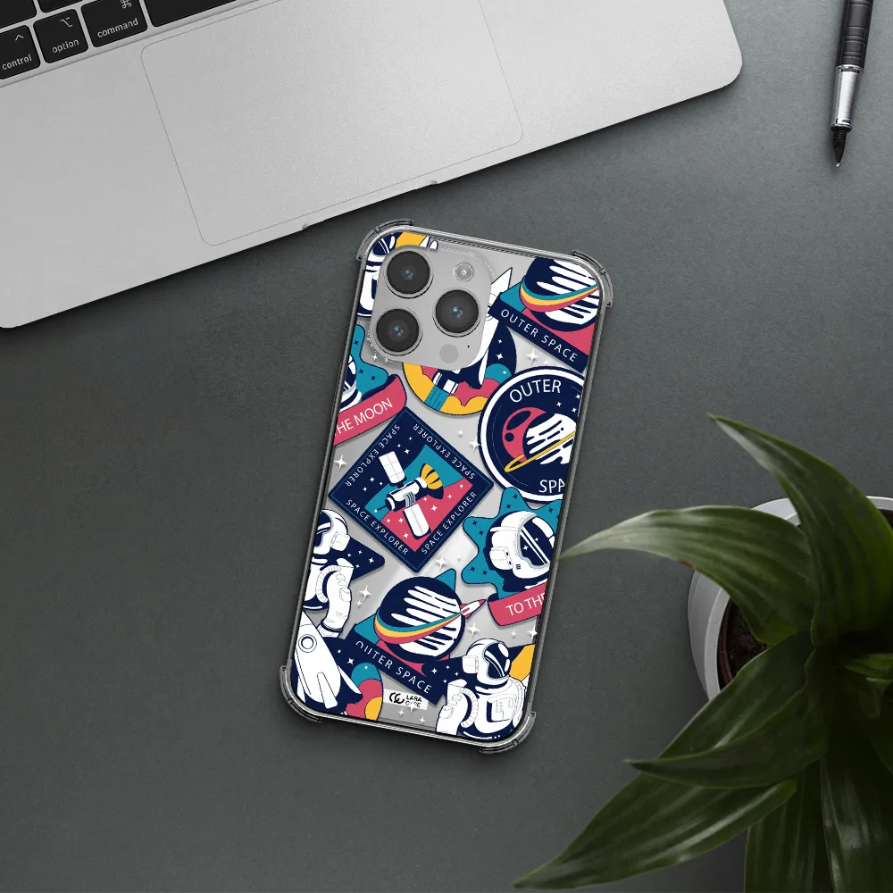 Astronaut Stickers Apple iPhone 14 pro Clear PC Case