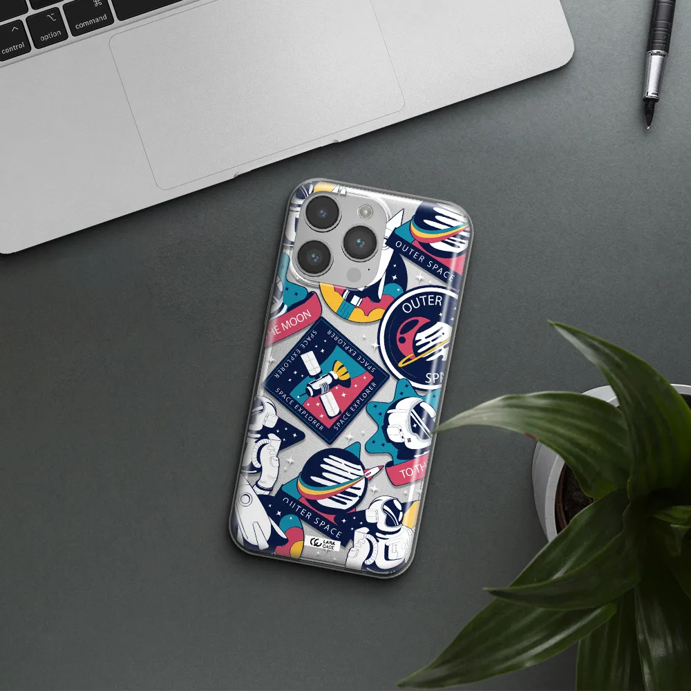 Astronaut Stickers Apple iPhone 14 pro Clear TPU Case