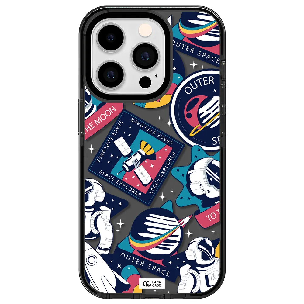 Astronaut Stickers Apple iPhone 14 pro impact Smoke Black Case