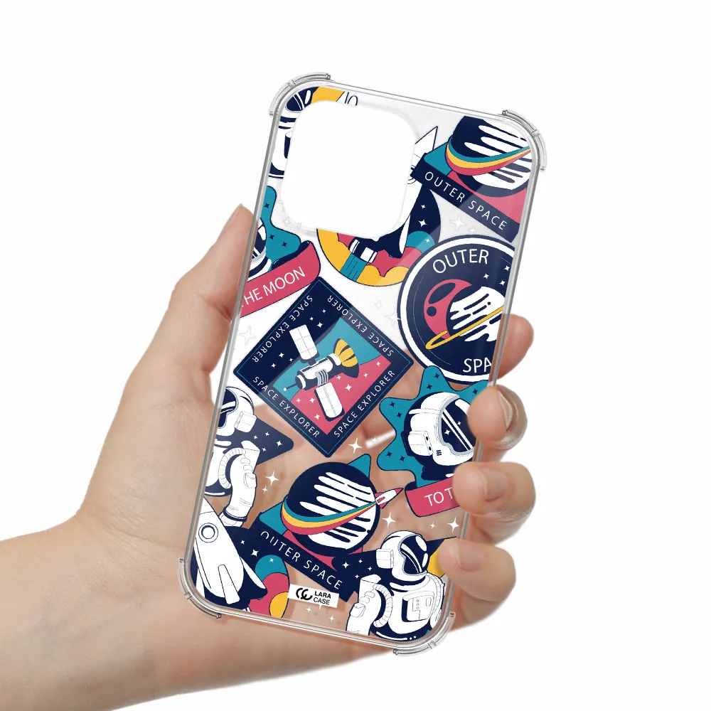 Astronaut Stickers Apple iPhone 14 pro max Clear PC Case