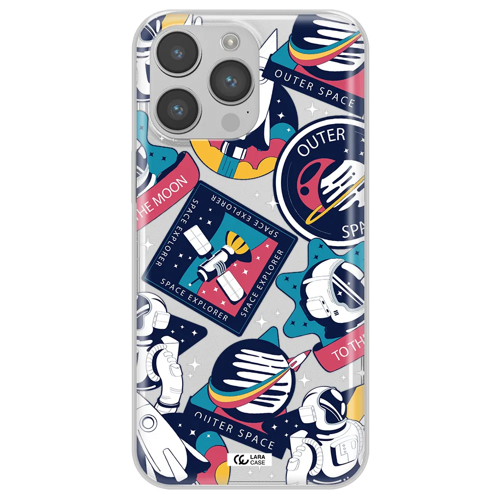Astronaut Stickers Apple iPhone 14 pro max Clear TPU Case