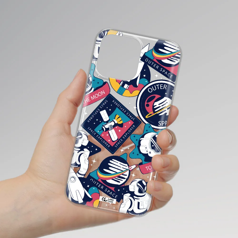 Astronaut Stickers Apple iPhone 14 pro max Clear TPU Case