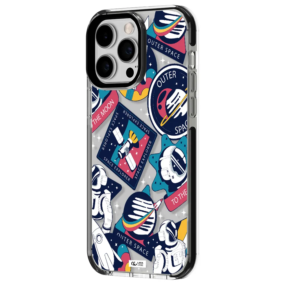 Astronaut Stickers Apple iPhone 14 pro max impact black border Case